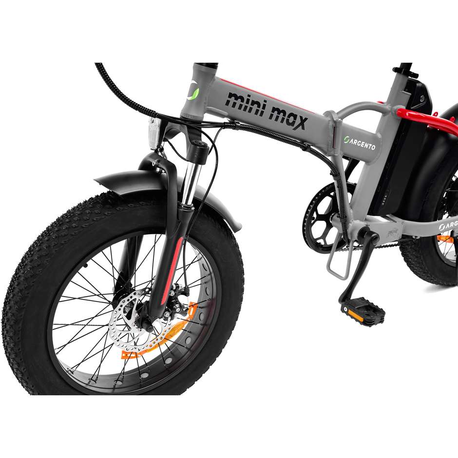 Argento Bike MINIMAXRED E-Bike Pieghevole Ruote 20" Potenza 250 W Vel Max 25 Km/h Autonomia 70 Km colore nero e rosso