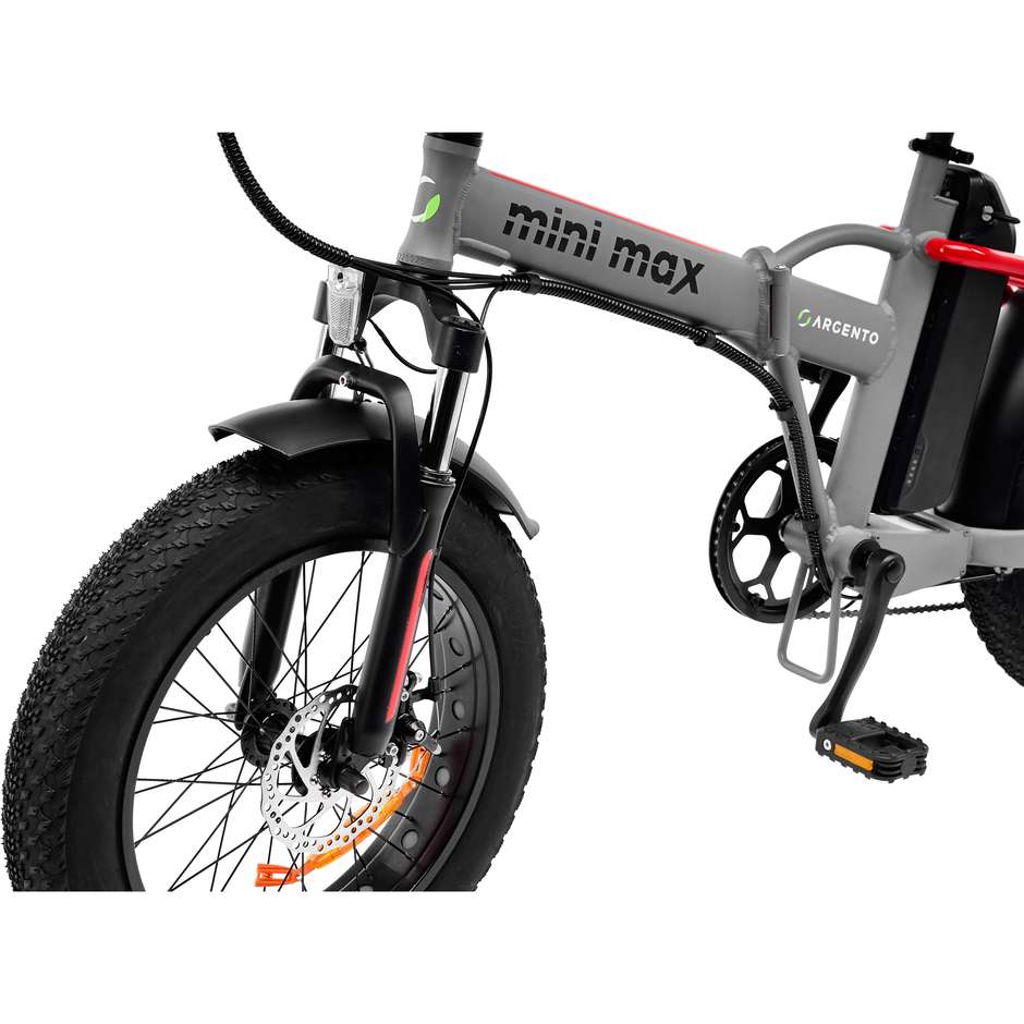 Argento Bike MINIMAXRED E-Bike Pieghevole Ruote 20" Potenza 250 W Vel Max 25 Km/h Autonomia 70 Km colore nero e rosso