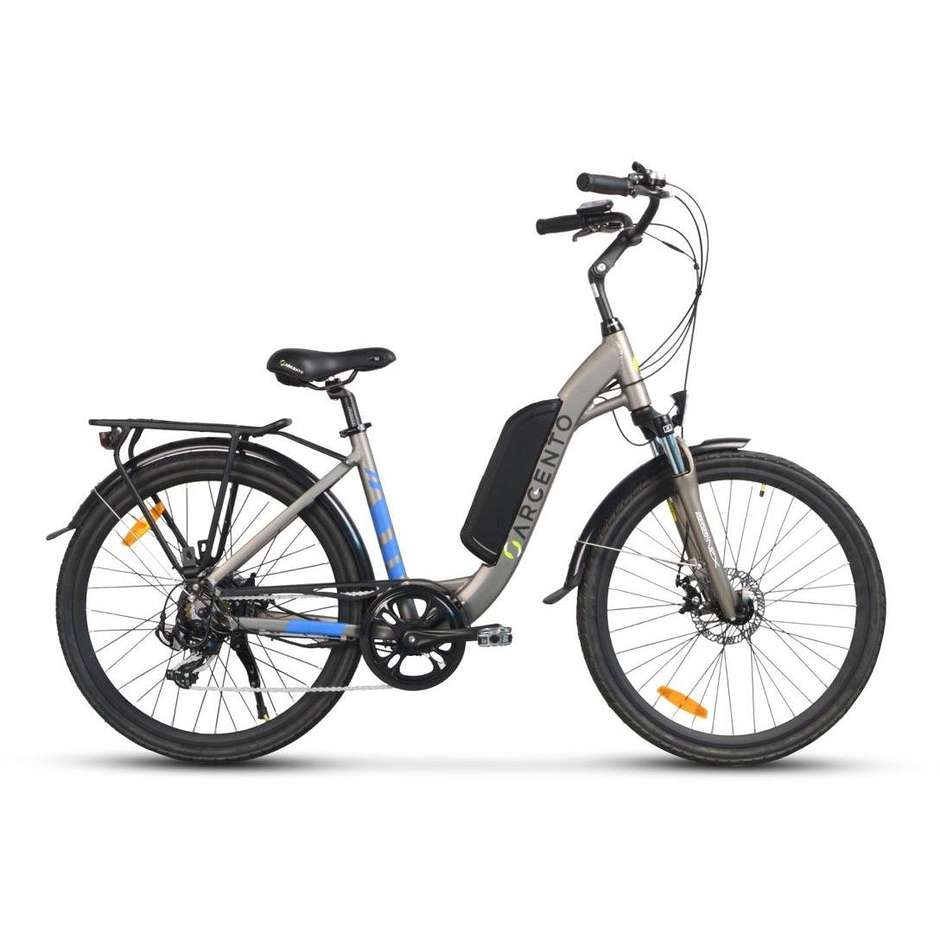 Argento Bike Omega E-Bike City bike velocità max 25 km/h autonomia max 80 km colore grigio