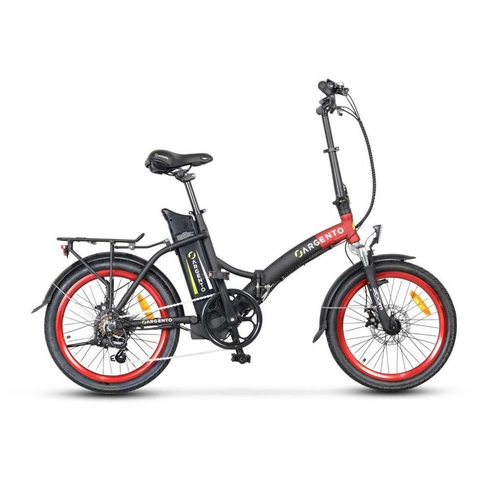 Argento Bike Piuma E-Bike Foldable bike pieghevole velocità max 25 km/h autonomia max 80 km colore nero e rosso