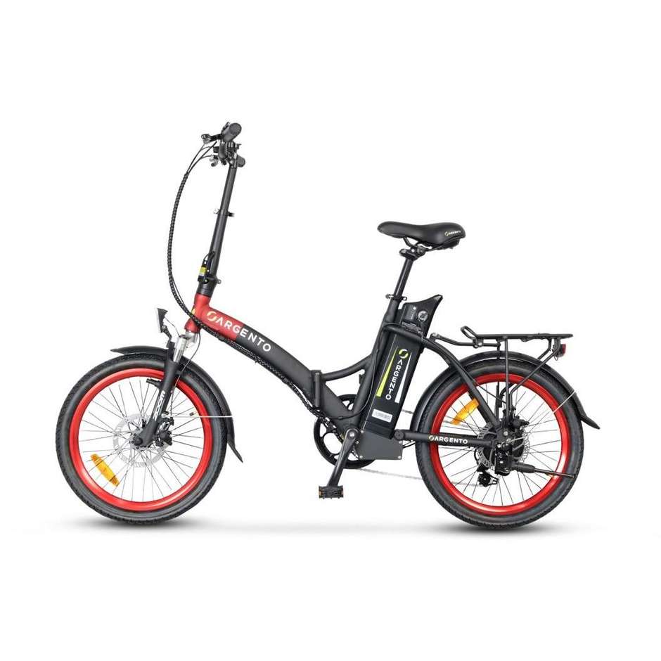 Argento Bike Piuma E-Bike Foldable bike pieghevole velocità max 25 km/h autonomia max 80 km colore nero e rosso