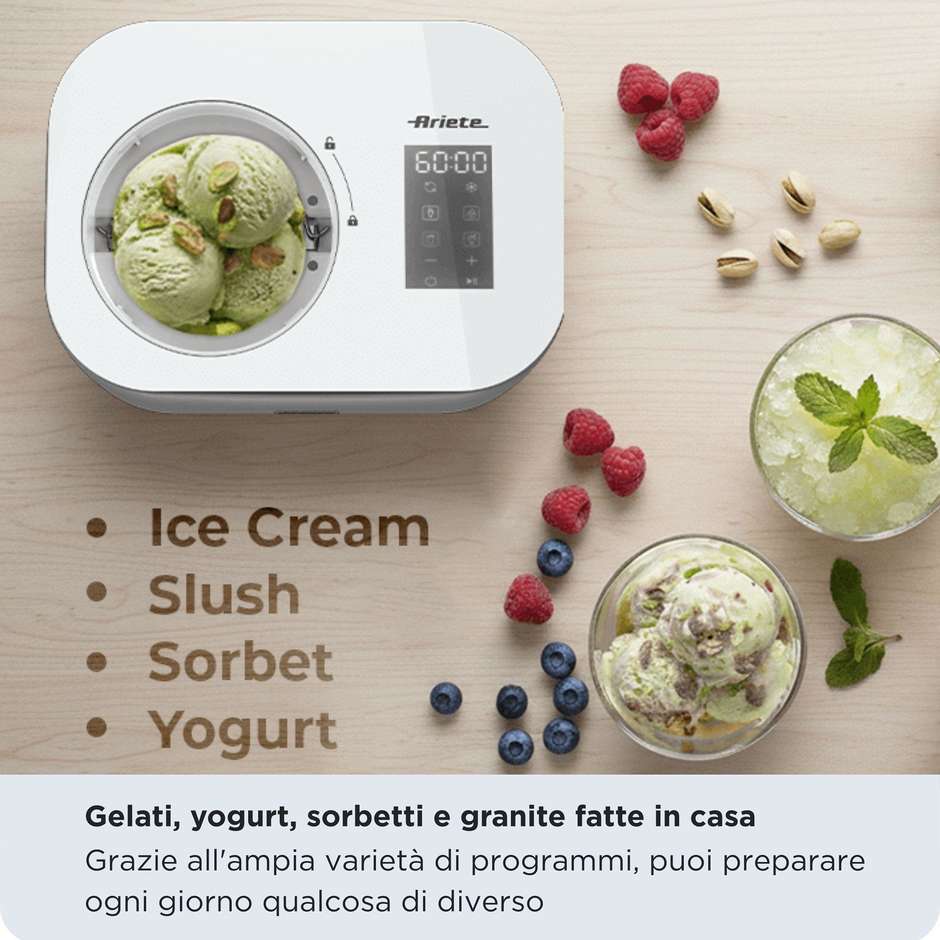 Ariete 0644 Gran Gelato 4in1 Gelatiera Compressore 1L Acciaio Inox