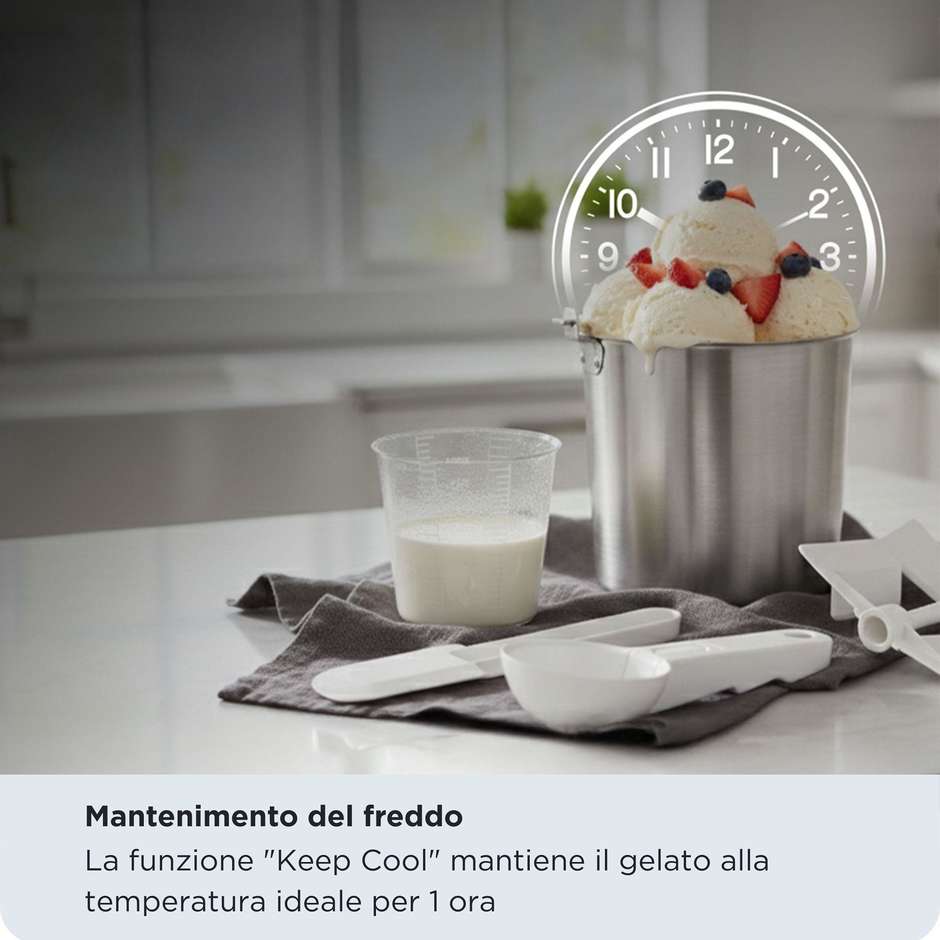 Ariete 0644 Gran Gelato 4in1 Gelatiera Compressore 1L Acciaio Inox