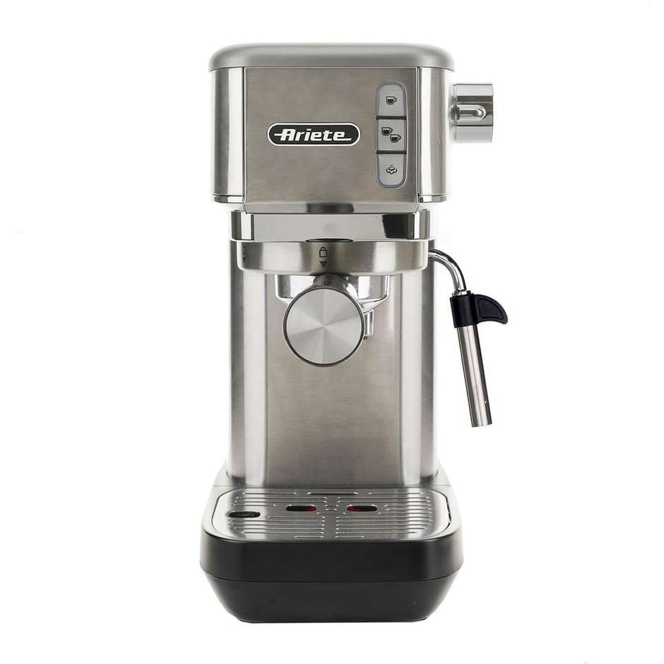 Ariete 1380 Macchina da Caffè Espresso Manuale per Cialde E.S.E. e Caffè Macinato, 15 bar, 1300 W, Argento