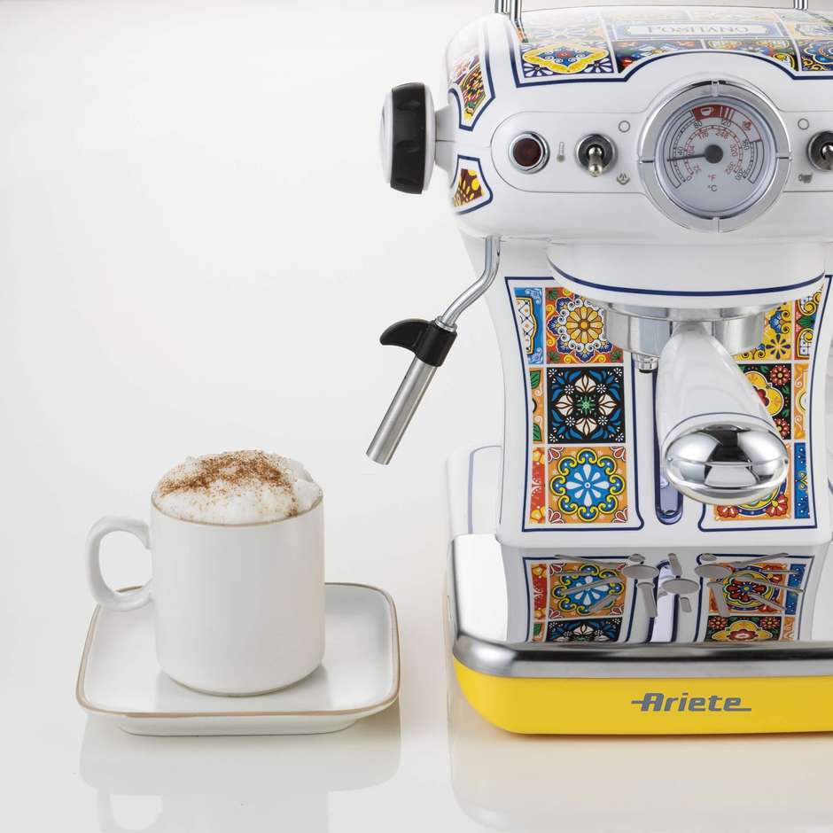 Ariete 1389 Macchina da caffè Positano Potenza 850 W Cappuccinatore Colore Multicolore, Giallo