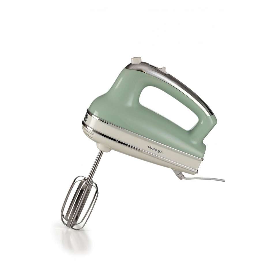 Ariete 154804 Sbattitore Elettrico Manuale 450W 5 Velocità con Fruste e Ganci Impastatori Inox, Verde