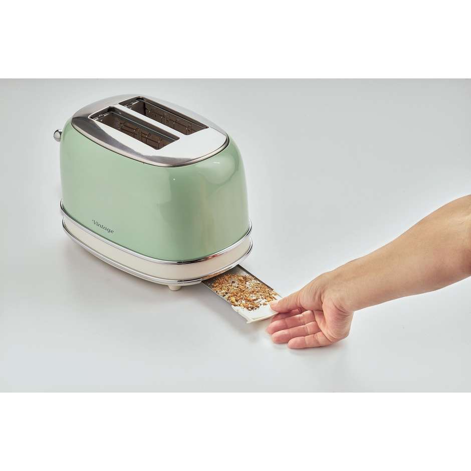 Ariete 155/03 Vintage Tostapane 2 Fette 810 W con Pinze Acciaio Inox Beige Pastello