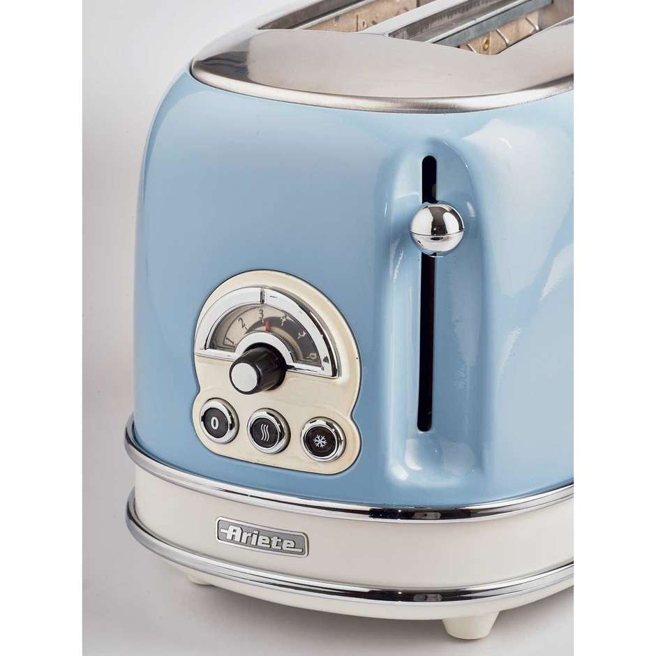 Ariete 155/05 Vintage Tostapane 2 Fette 810 W con Pinze Acciaio Inox Celeste Pastello