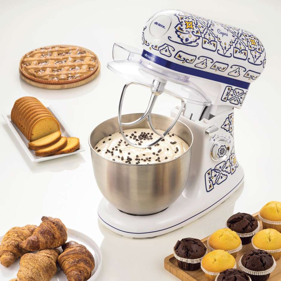 Ariete 1588C Impastatrice Capri, Planetaria 7 velocità Potenza 2400 Watt Capacita 5,5 Lt Tazza Acciaio Inox