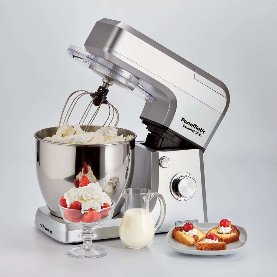 Ariete 1598 Pastamatic Gourmet Professional 7L Impastatrice Planetaria con Frullatore Inox 1200W