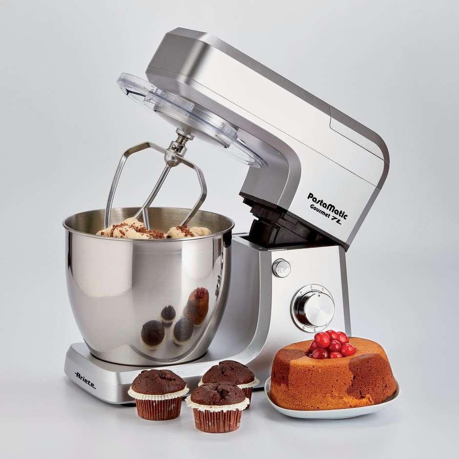 Ariete 1598 Pastamatic Gourmet Professional 7L Impastatrice Planetaria con Frullatore Inox 1200W
