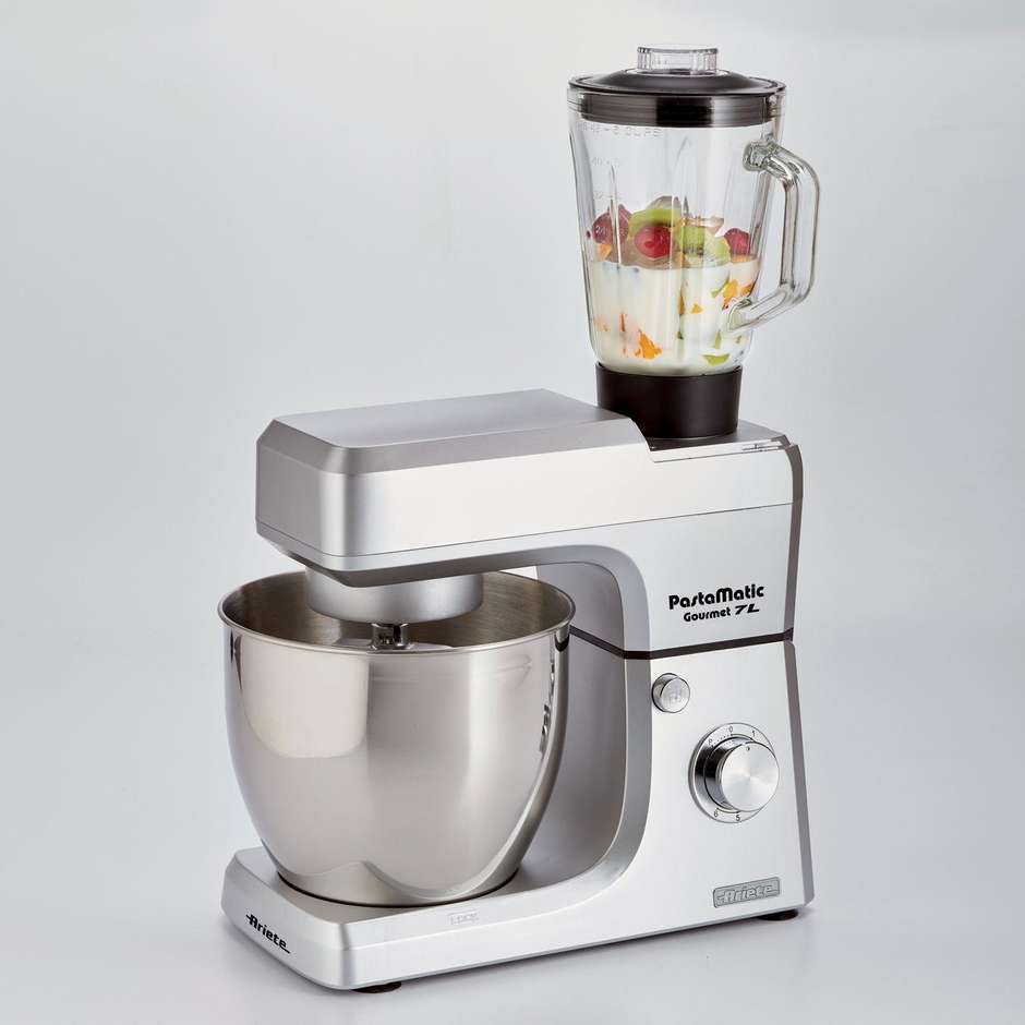 Ariete 1598 Pastamatic Gourmet Professional 7L Impastatrice Planetaria con Frullatore Inox 1200W