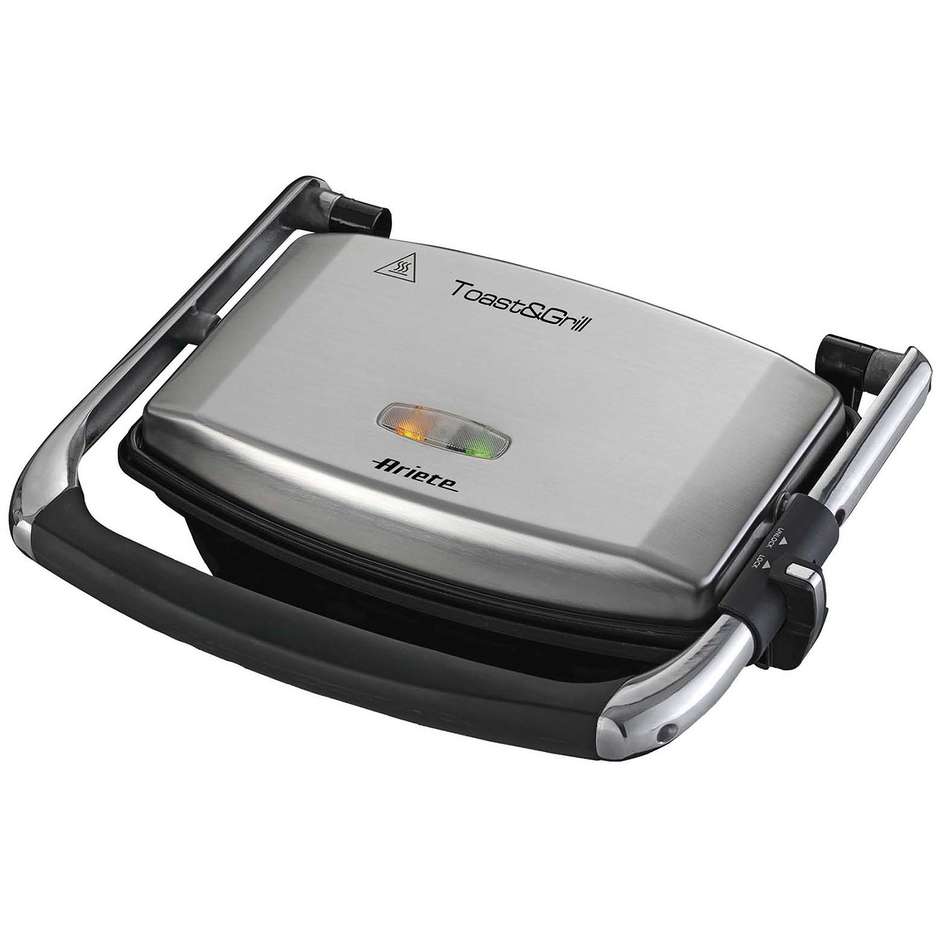 Ariete 1911 Toast & Grill Slim Tostiera e Bistecchiera Elettrica 1000 W Piastre Antiaderenti Nero/Silver