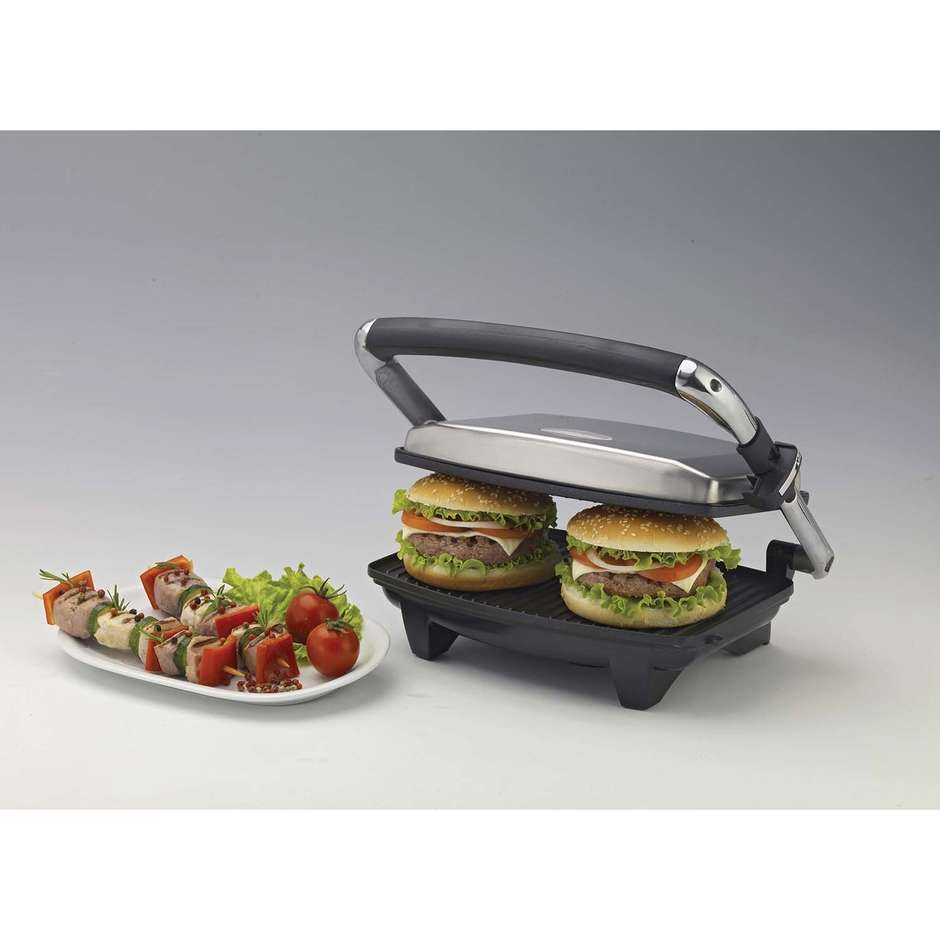 Ariete 1911 Toast & Grill Slim Tostiera e Bistecchiera Elettrica 1000 W Piastre Antiaderenti Nero/Silver