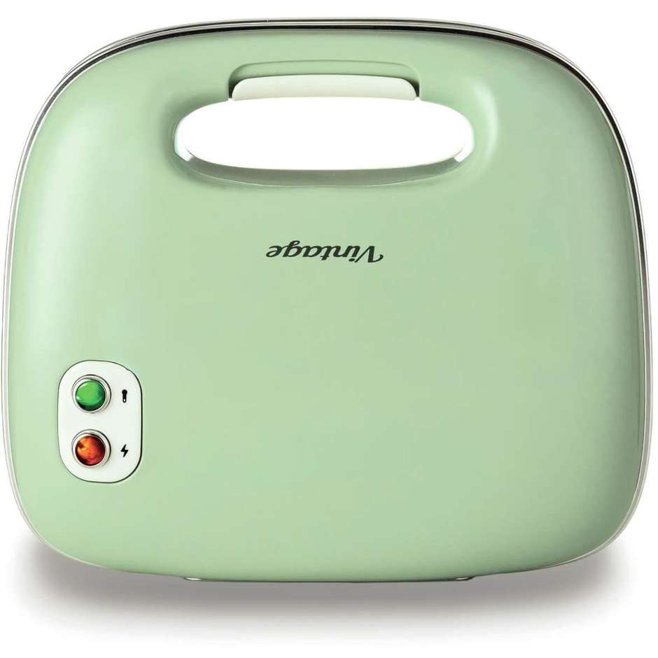 Ariete 1963/04 Tostiera Vintage verde, 750 W con piastre grill antiaderenti