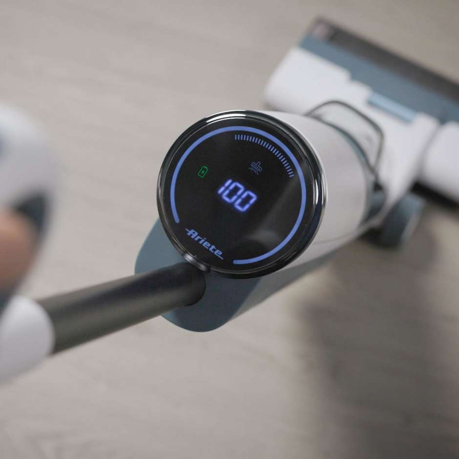 Ariete 2483 Aspirapolvere Intelligente Lavapavimenti cordless 700ml Accessori inclusi Colore Bianco, Azzurro