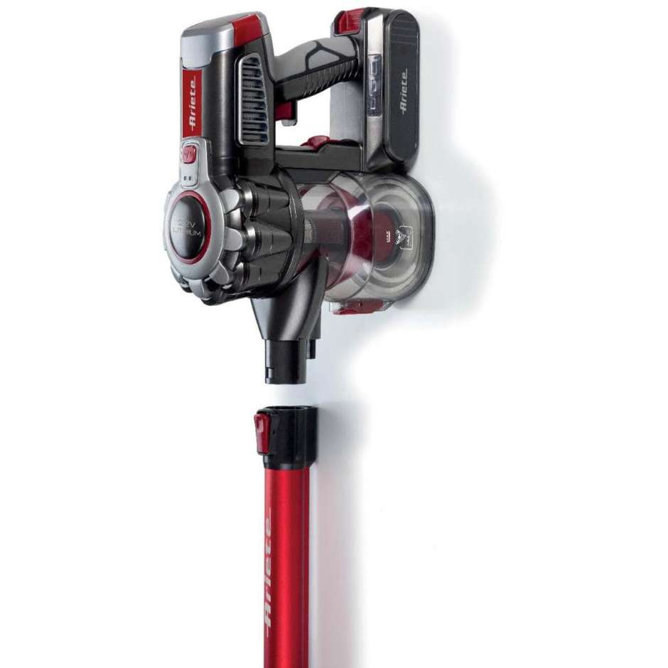 Ariete 2757 22V Lithium Scopa Elettrica Ricaricabile Senza Filo 120W Batteria Litio 22,2V Serbatoio 1L Rosso e Nero