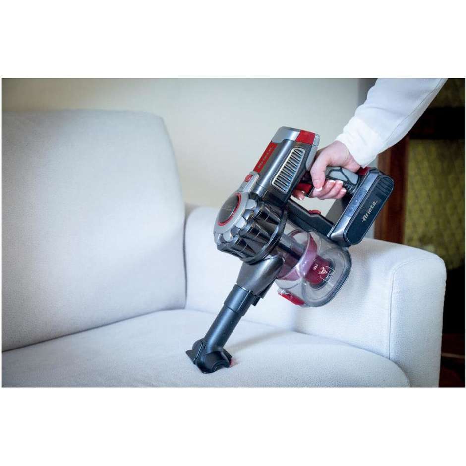 Ariete 2757 Scopa Elettrica Ricaricabile Cordless 22,2V 120W 1L Ciclonica Senza Sacco Rosso e Nero