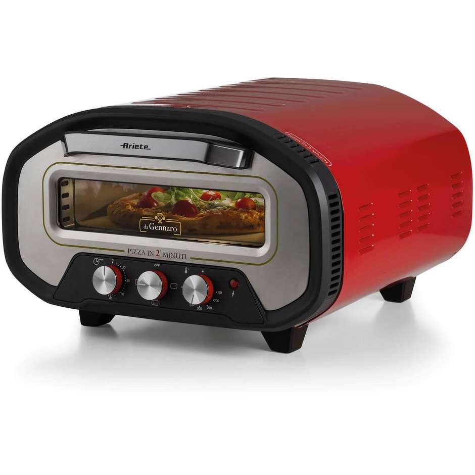 Ariete 3901 Da Gennaro forno per pizza su pietra, 2200 W, 430 °C, rosso