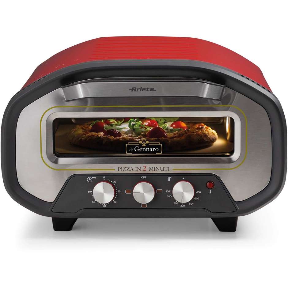 Ariete 3901 Da Gennaro forno per pizza su pietra, 2200 W, 430 °C, rosso