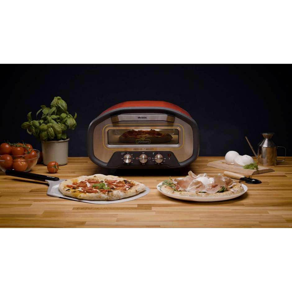 Ariete 3901 Da Gennaro forno per pizza su pietra, 2200 W, 430 °C, rosso