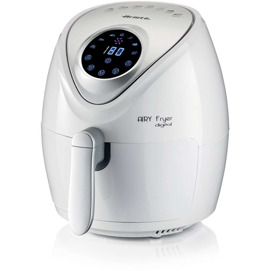 Ariete 4616 Airy Fryer Mini Friggitrice ad Aria Compatta 2.6 L 1300 W Display LCD Touch Bianco e Argento