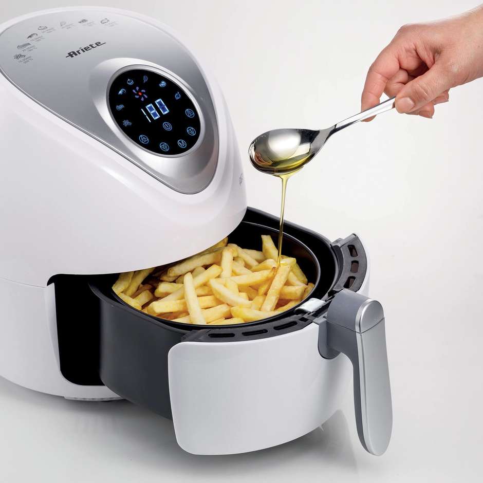 Ariete 4616WHITE Friggitrice ad Aria Calda 2,6 L 1300 W con Cestello Singolo Antiaderente Argento, Bianco