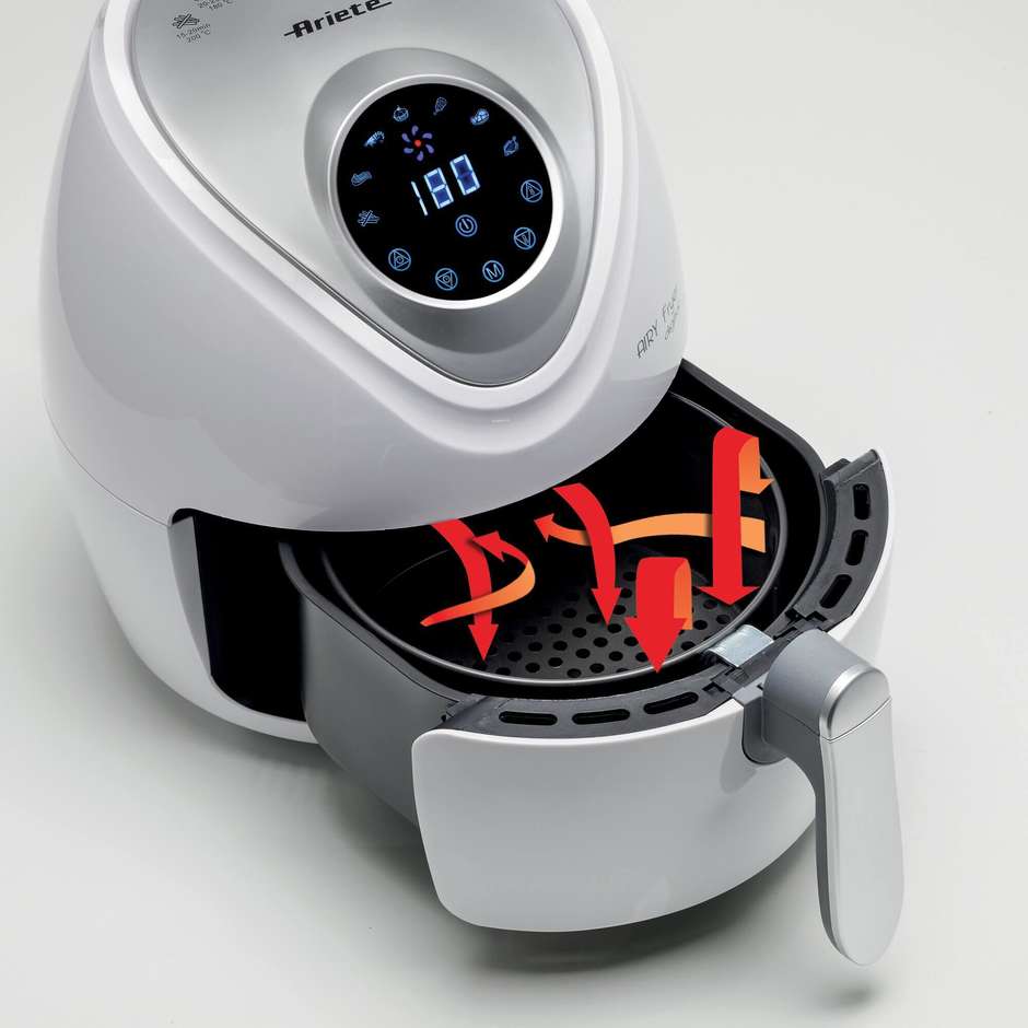 Ariete 4616WHITE Friggitrice ad Aria Calda 2,6 L 1300 W Display LCD Touch Bianco e Argento