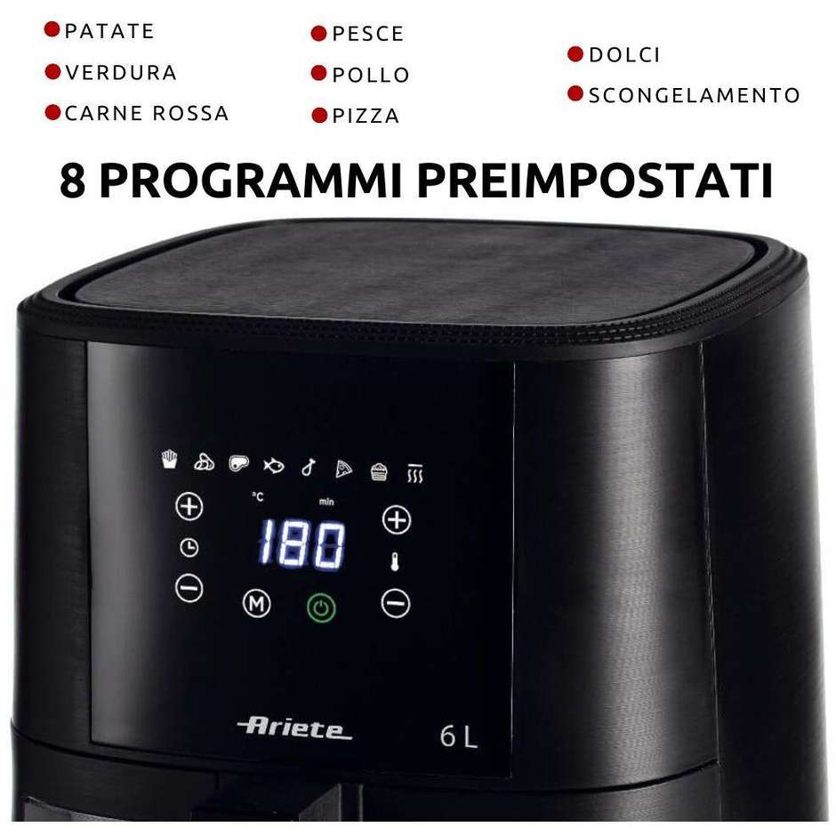 Ariete 4626 Friggitrice ad aria Capacita 6 Lt Potenza 1300 W 8 programmi Colore Nero