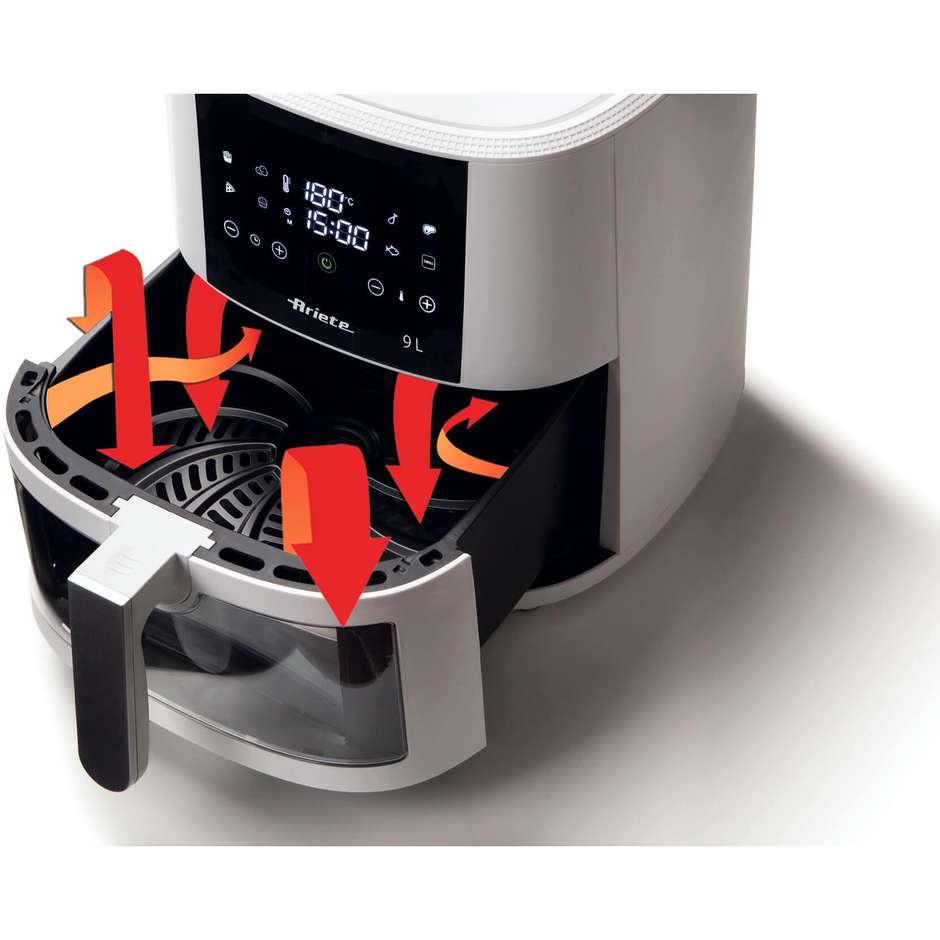 Ariete 4630 Friggitrice ad Aria Calda 9 L 1500 W con Cestello Singolo Antiaderente Bianco