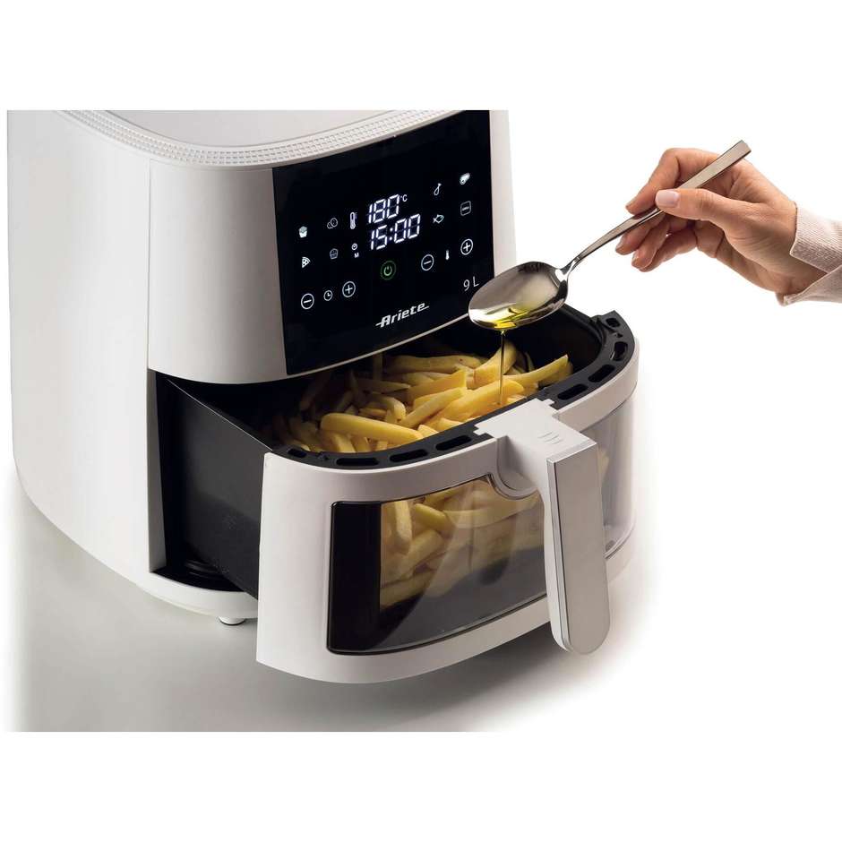 Ariete 4630 Friggitrice ad Aria Calda 9 L 1500 W con Finestra Visuale, 8 Programmi e Controllo Touch, Bianco