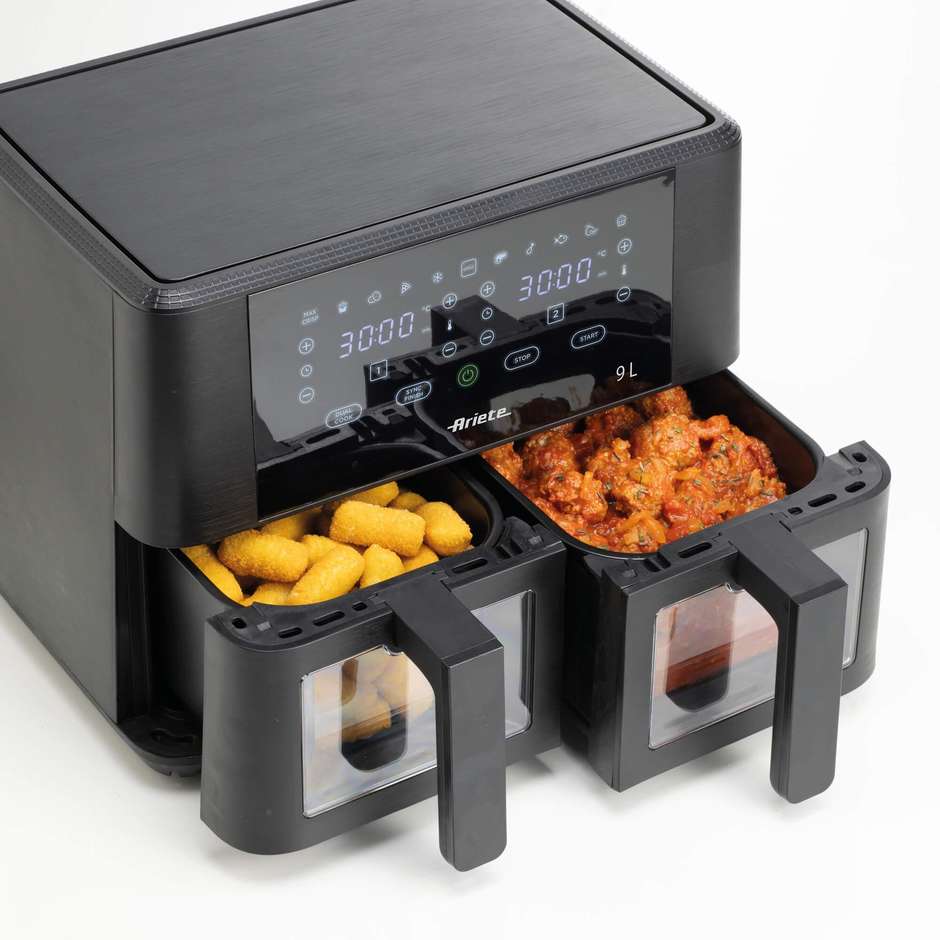Ariete 4631 Friggitrice ad Aria Calda 9 L 2400 W con Doppio Cestello Dual Zone Nero