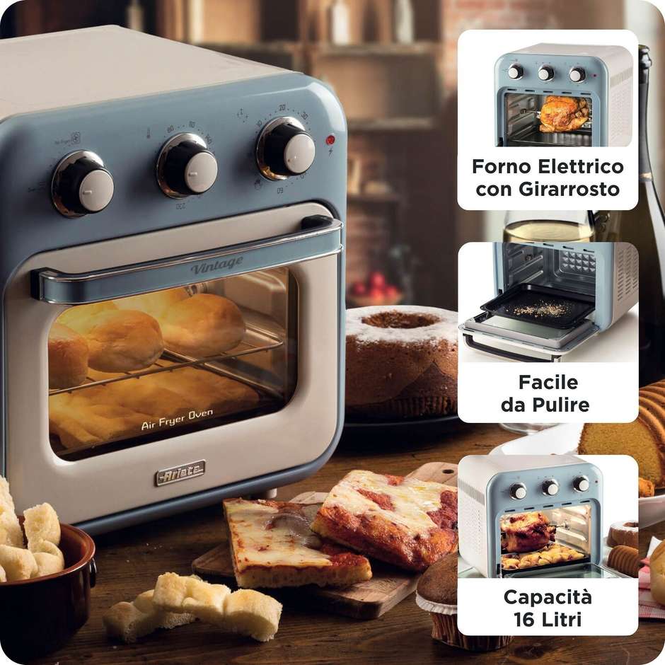 Ariete 4632/05 Friggitrice ad Aria + Forno Vintage 16L Blu