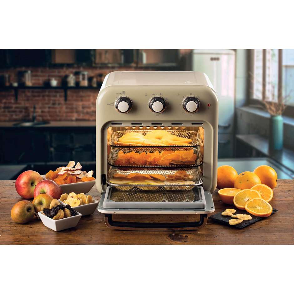 Ariete 4632 Friggitrice ad aria e forno Vintage Potenza 1400 W 2in1 Capacità 16 Lt  Accessori inclusi Colore Beige