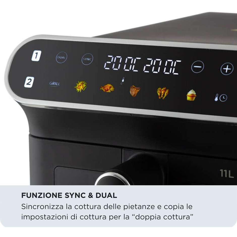 Ariete 4640 Air Fryer Vertical DUO Friggitrice ad aria 11 L a doppio cestello 2460 W Nera