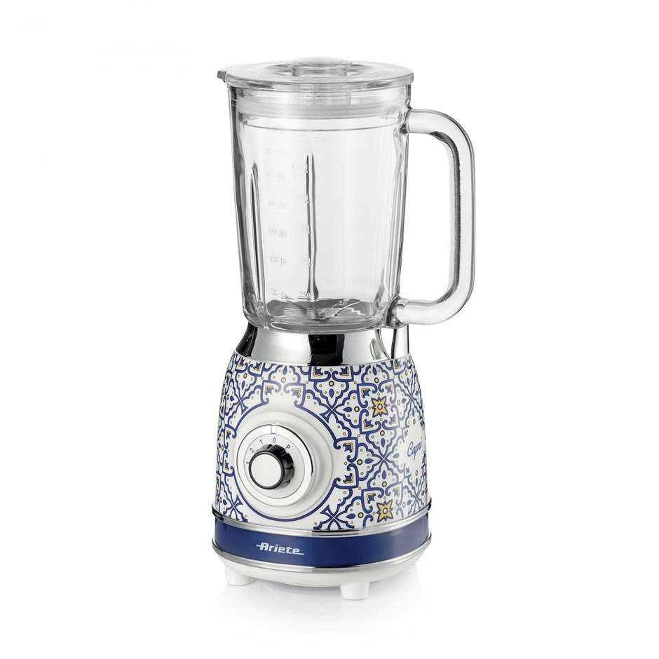 Ariete 583 Frullatore Capri con tazza in vetro da 1,5 Litri 4 Lame in Acciaio Inox Potenza 1000 W Colore Blu, Multicolore