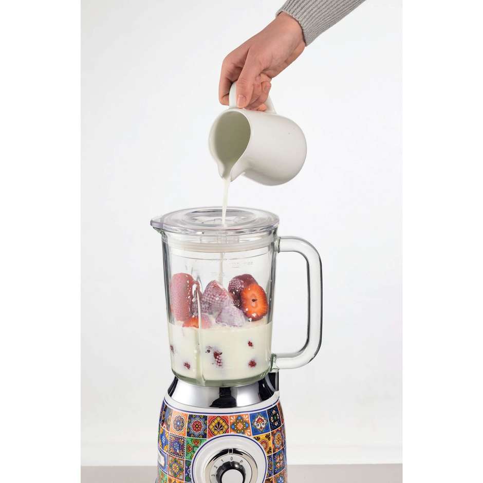 Ariete 583 Frullatore Positano con tazza in vetro da 1,5 Lt 4 Velocita Potenza 1000 W Colore Giallo/Blu