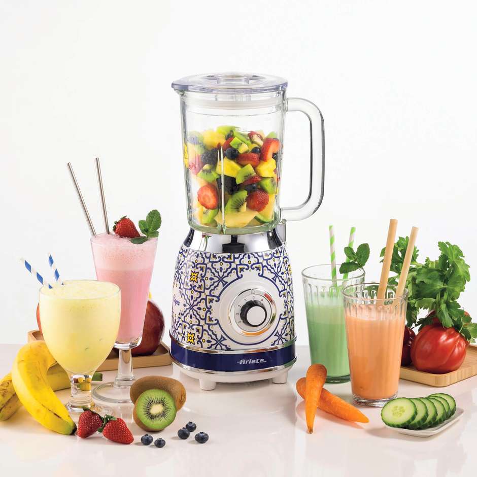 Ariete 5830C Capri Frullatore da Tavolo con Caraffa in Vetro 1,5 L, 1000 W, 4 Velocità + Pulse, Colore Blu