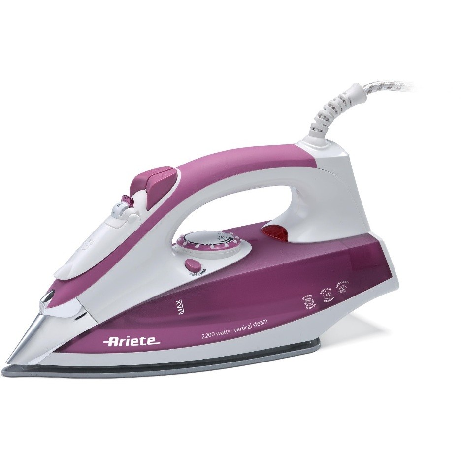 Ariete 6215 Steam Iron Ferro da Stiro a Vapore 2200 W Piastra Acciaio Inox Bianco e Rosso