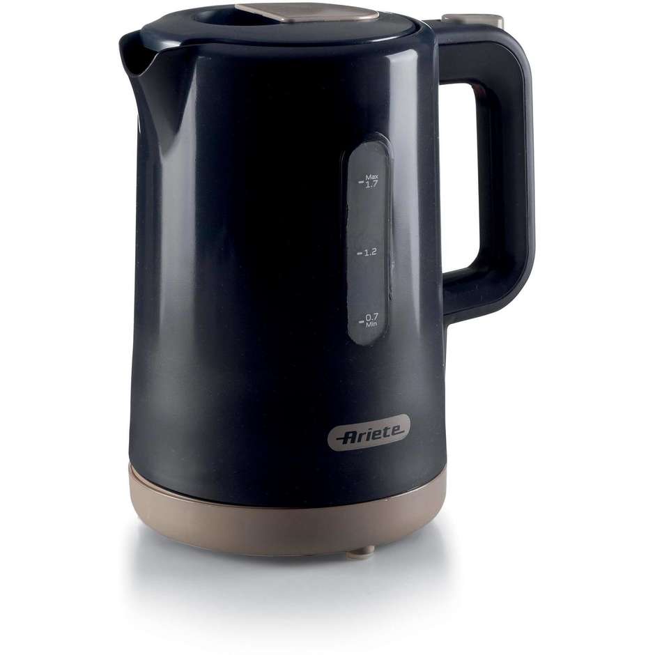 Ariete Breakfast 2846 Bollitore Elettrico in Vetro Borosilicato 2200W 1,7L con Luce LED Blu Nero