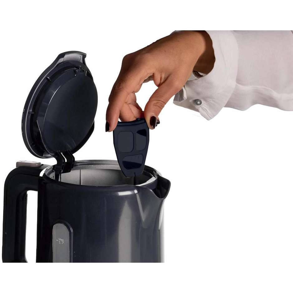 Ariete Breakfast 2846 Bollitore Elettrico in Vetro Borosilicato 2200W 1,7L con Luce LED Blu Nero