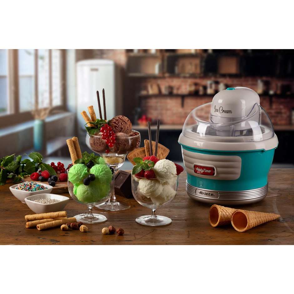 Ariete Gran Gelato 643 Gelatiera con Cestello Accumulo Refrigerante 1,5 L 12 W Azzurro Pastello