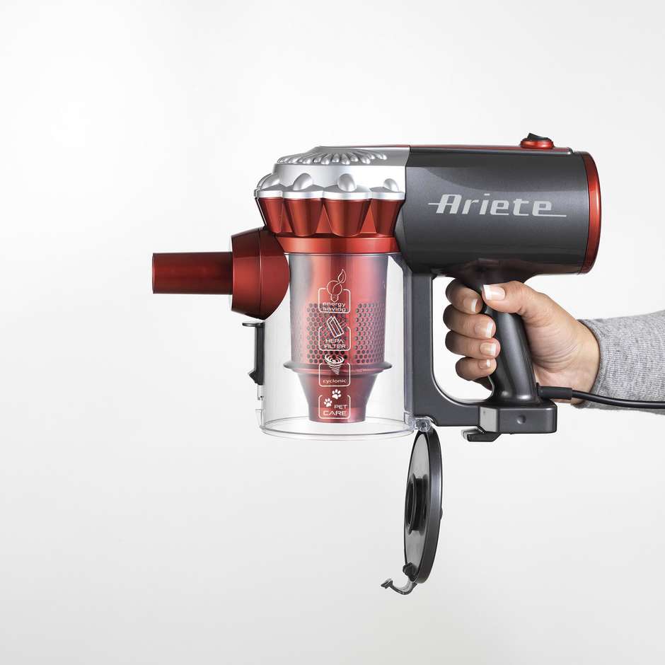Ariete Handy Force 2761 Scopa Elettrica 2 in 1 con Filo Ciclonica 600W Filtro HEPA Rosso