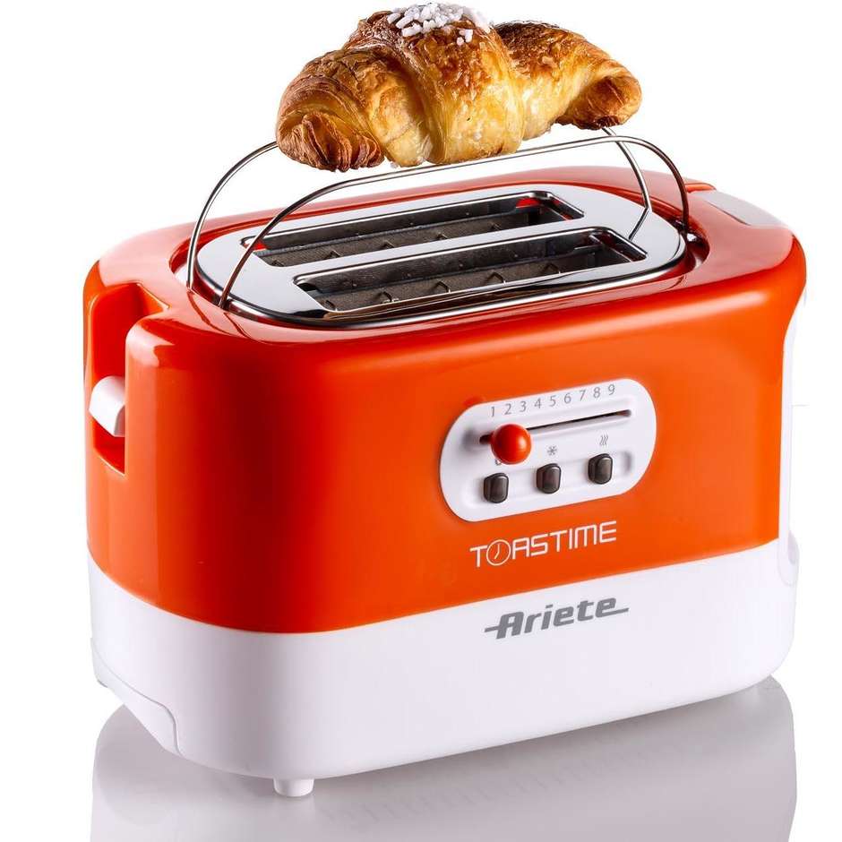 Ariete Moderna 159/00 Tostapane 2 Fette 685W con Pinze Inox Bianco e Metallo Lucido