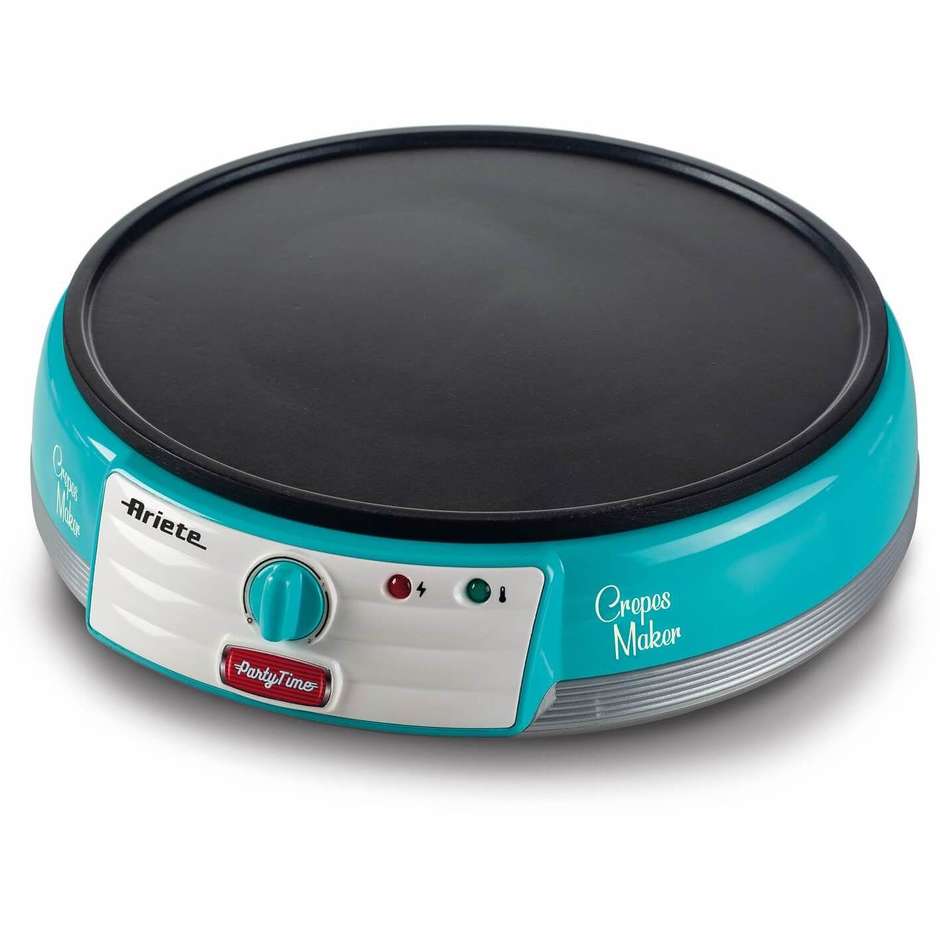 Ariete Party Time 202 Crepes Maker Piastra Elettrica per Crepes e Pancake 1000 W con Spatola Azzurro