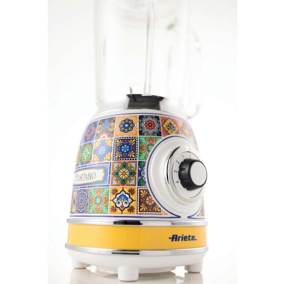 Ariete Positano 5830P Frullatore da Tavolo 1000W con Caraffa in Vetro Graduata 1,5L 4 Lame Inox Giallo e Crema