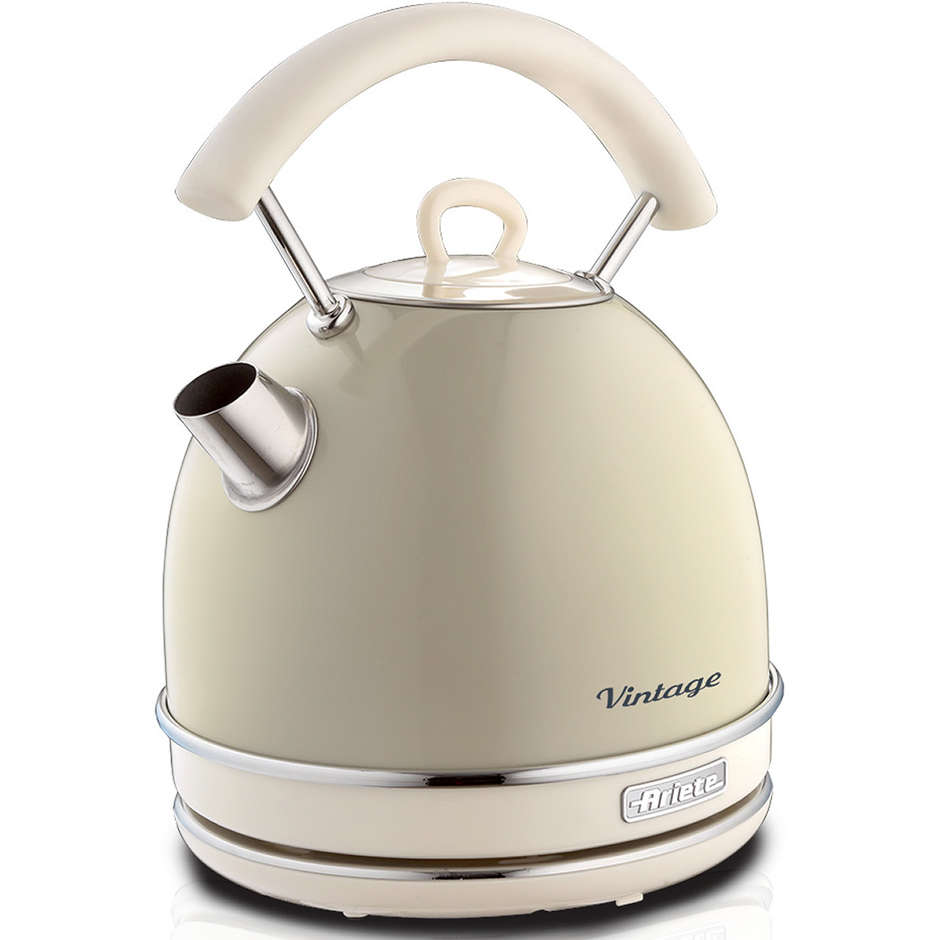 Ariete Vintage 2877 Bollitore Elettrico 2000W 1,7L con Pareti Fredde e Base Cordless 360° Beige