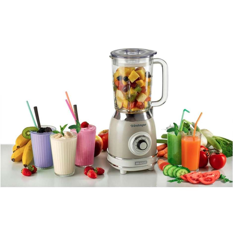 Ariete Vintage 583/03 Frullatore con Tazza in Vetro da 1,5L 1000W 4 Lame Inox 4 Velocità Beige