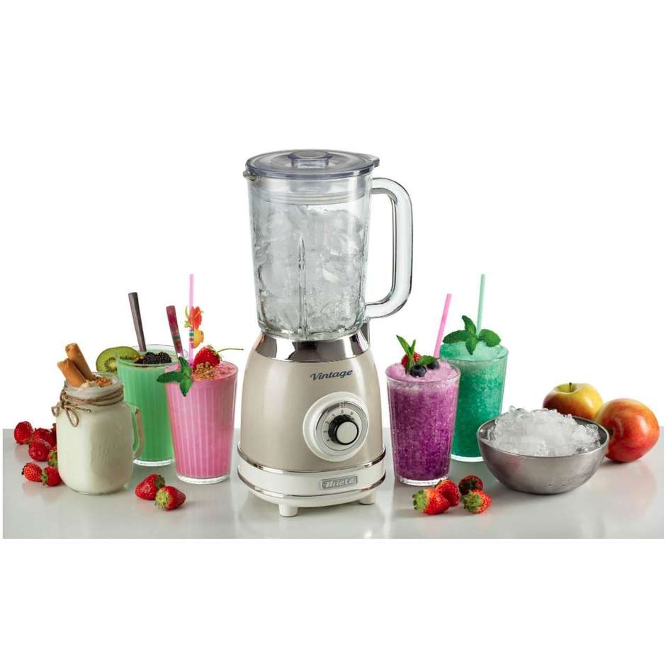 Ariete Vintage 583/03 Frullatore con Tazza in Vetro da 1,5L 1000W 4 Lame Inox 4 Velocità Beige