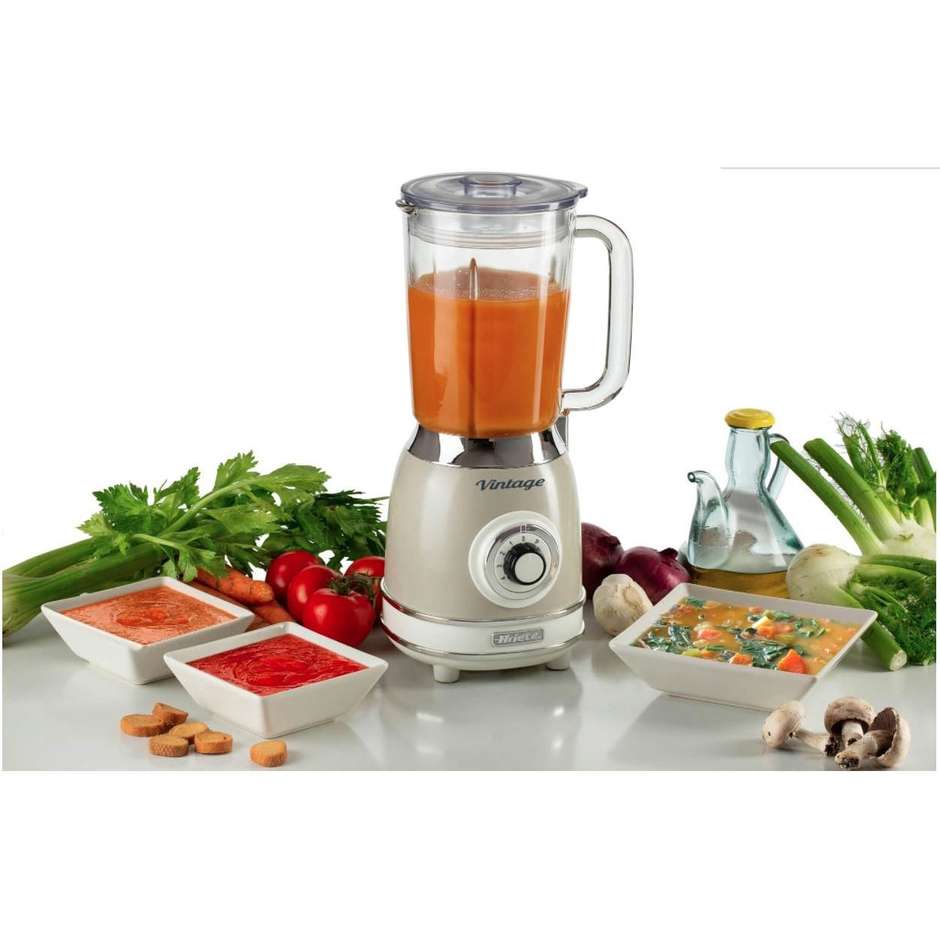 Ariete Vintage 583/03 Frullatore con Tazza in Vetro da 1,5L 1000W 4 Lame Inox 4 Velocità Beige